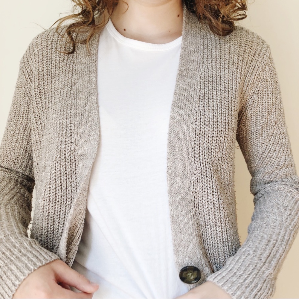 oatmeal knit sweater cardigan | a&f